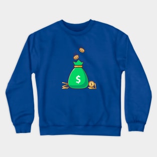 Bag of Dollar Coins with Falling Coins Crewneck Sweatshirt